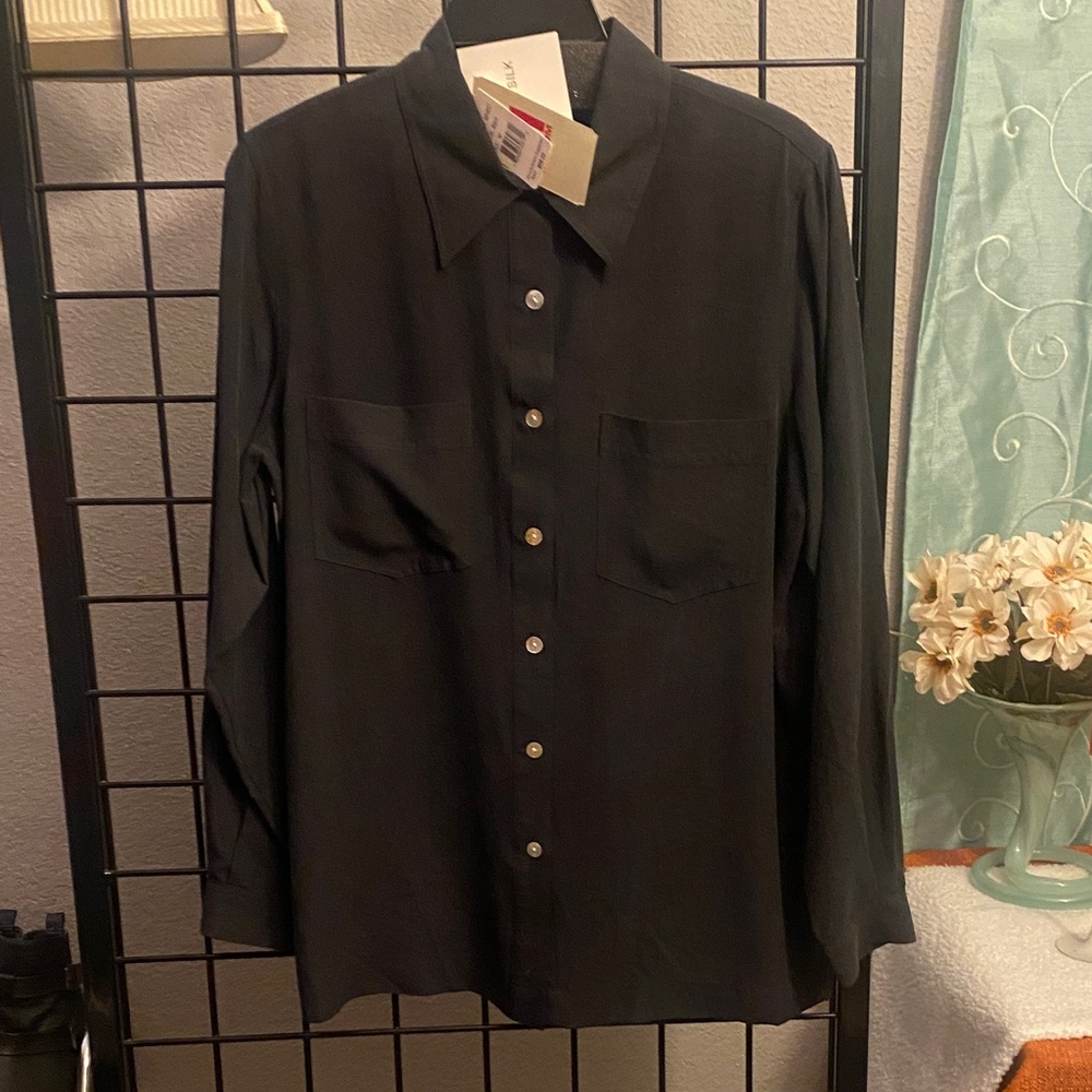 Classic Black 100% silk Women's Blouse